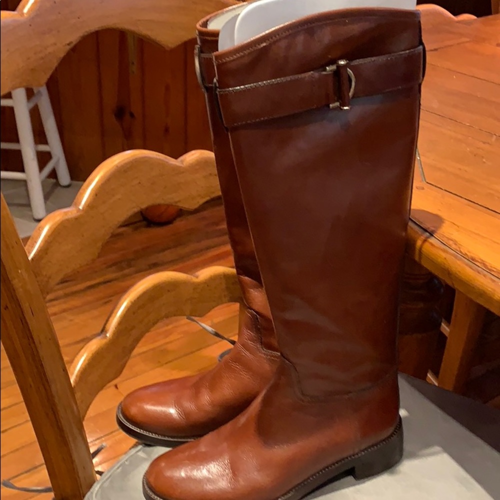 Tory Burch Tall Leather Riding Boots in Brown